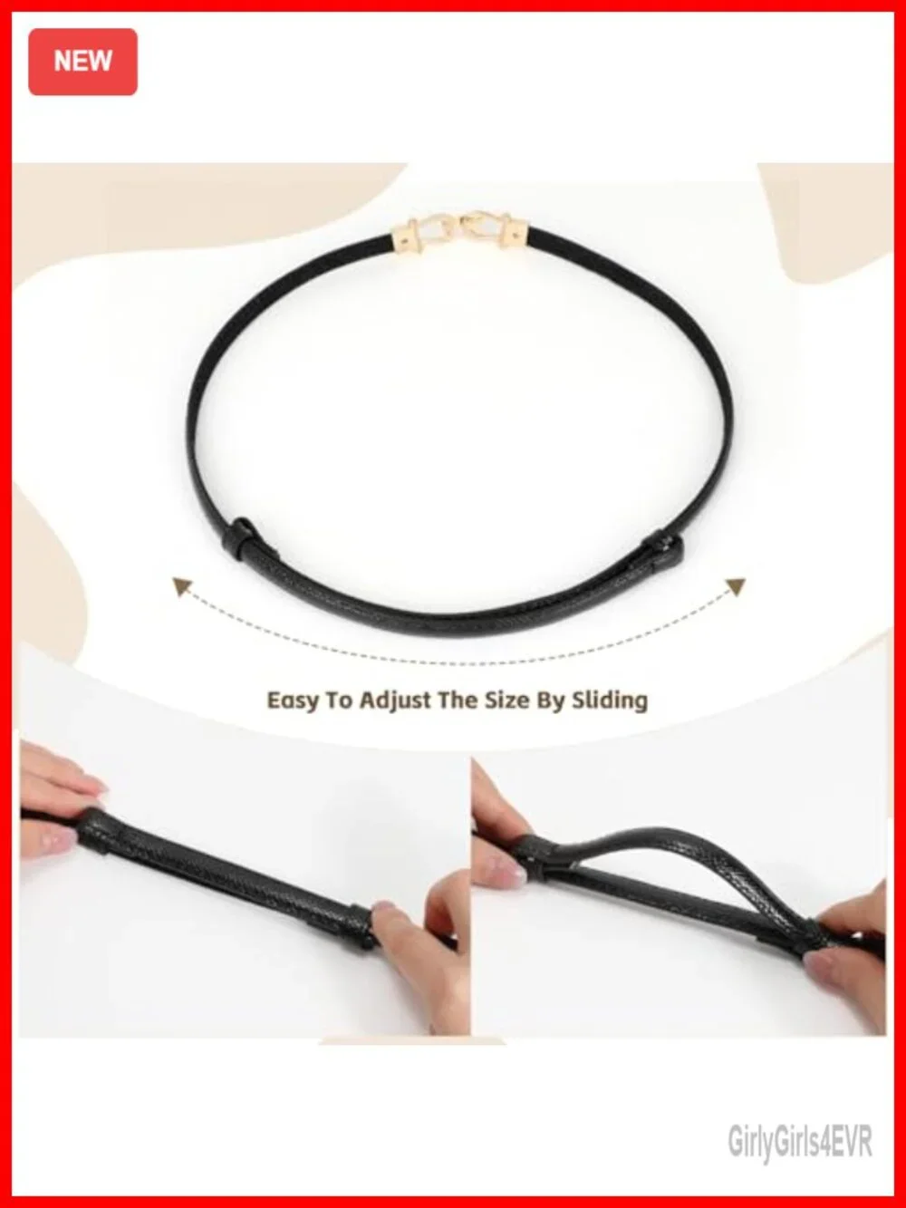 Faux Leather Skinny Belts for Women Adjustable Waist Belt with Gold Buckle